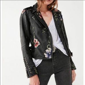 BLANKNYC Black Embroidered Vegan Leather Jacket